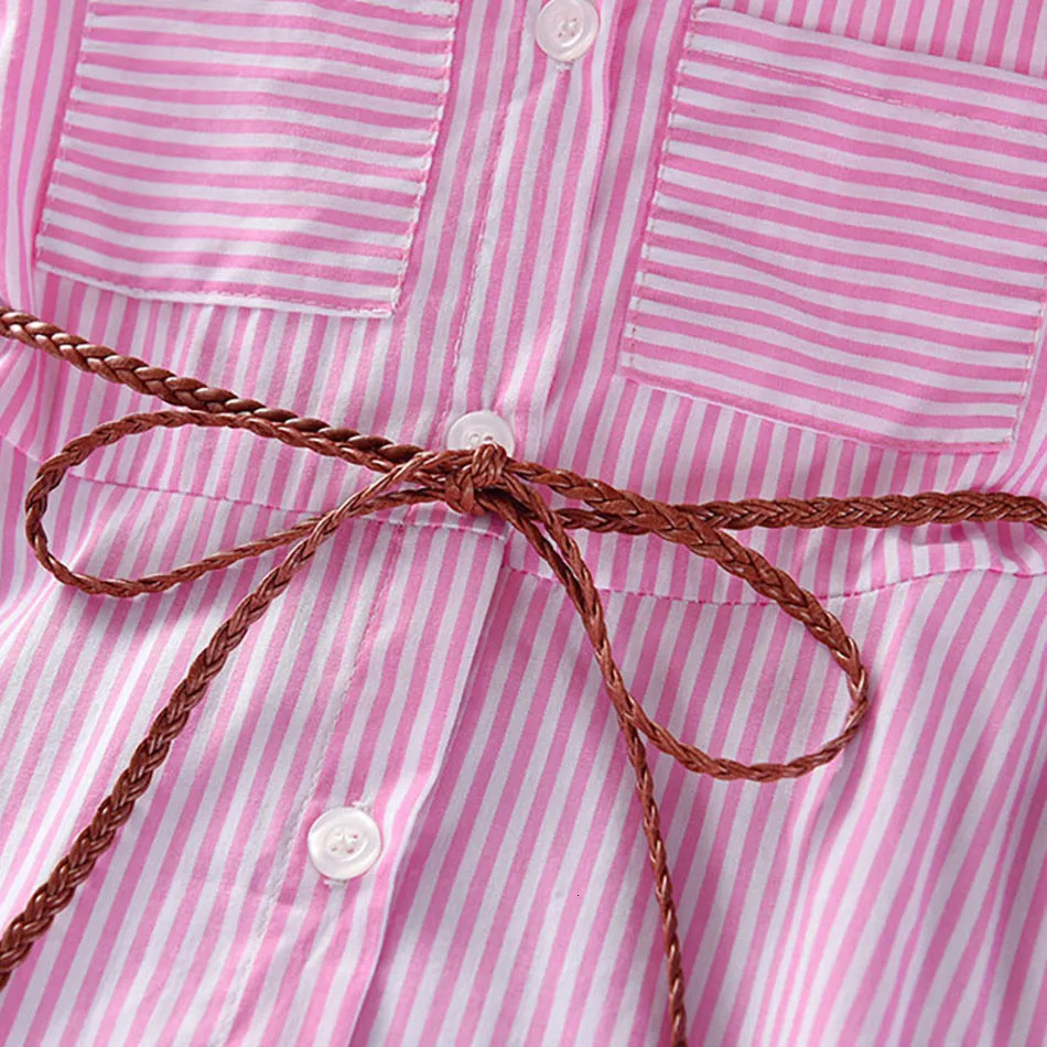 Girls Fashion Clothes for Spring Autumn Striped Shirt with Belt Stylish and Comfortable Dress Girls Casual Dresses 251023