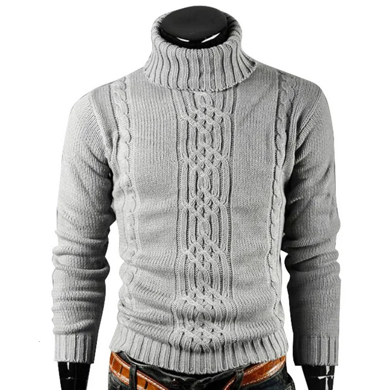 Autumn Winter Mens Warm Sweater Long Sleeve Turtleneck Sweater Retro Knitted Sweater Pullover Sweater 251020