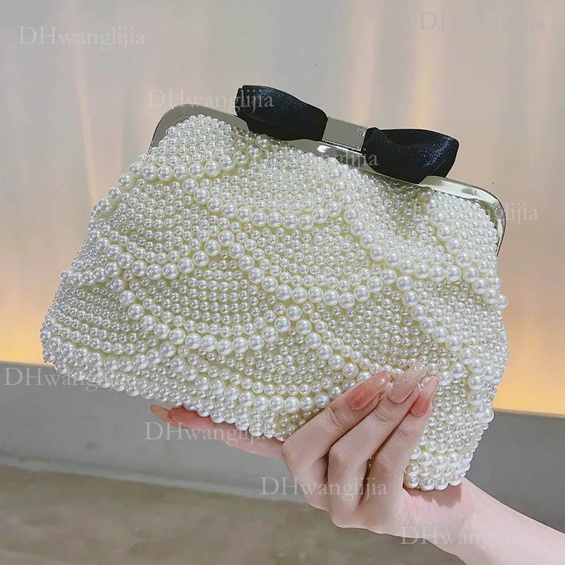 DHGM Mini Elegant Pearl Beaded Bag Fashion Dinner Clutch Purse Womens Classic Banquet Handbag For Wedding Party Prom 240131 7886