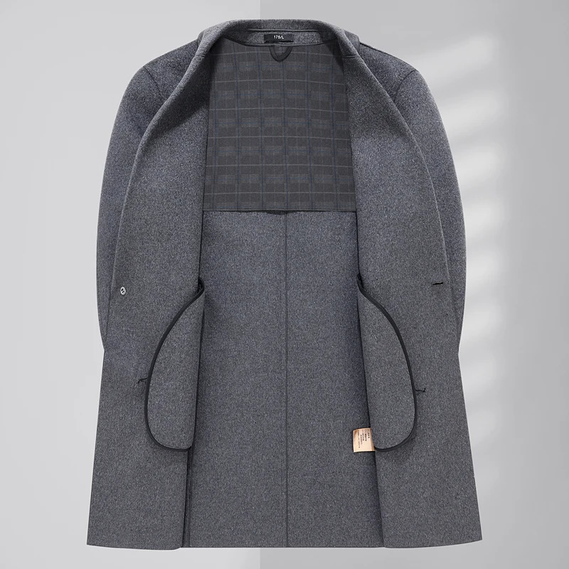 Mens HighQuality Autumn Winter Fashion AllinOne DoubleSided Woolen Coat MediumLength Business Casual Wool 251017