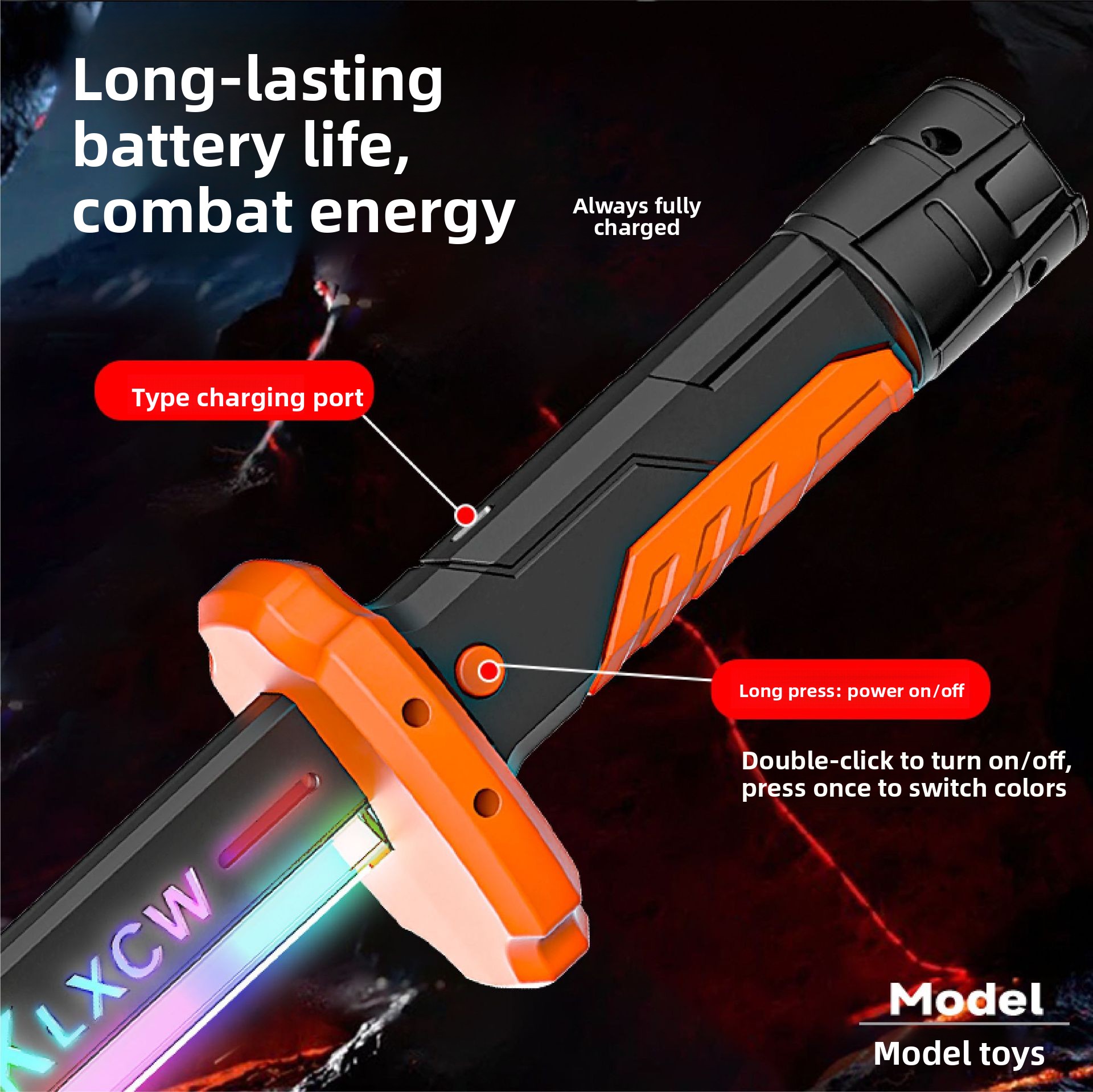 New Hot Sale Cool Genuine Lightsaber Laser Retractable sword Toy Colorful Streamer Glowing Sword Toys with Spark Smoke Effect USB Charging party toys