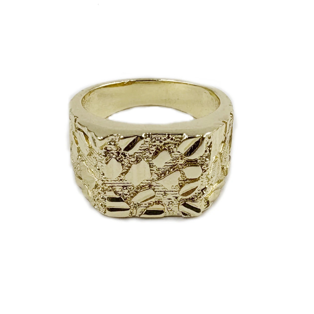 hip hop men rings heavy nugget square 12mm thick 14k gold plated finger rings for men rough Irregular Geometric shape 251020