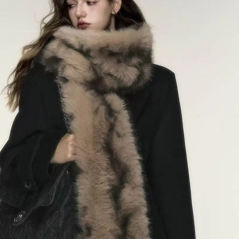 Korean er Runway Style Thin Scarf Fashionable Plush Long Strip Scarf Womens Mink Fur Girl Scarf for Warm Wh94 251024