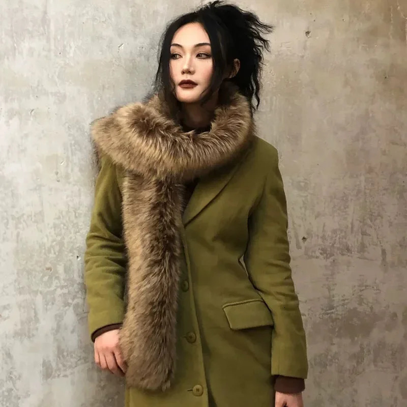Faux Fox Fur Scarf Women Men Winter Warm Thickened Lengthened Long Scarf Neck Fur Collar Dress Cape Sexy Party Dress Shawls 251024