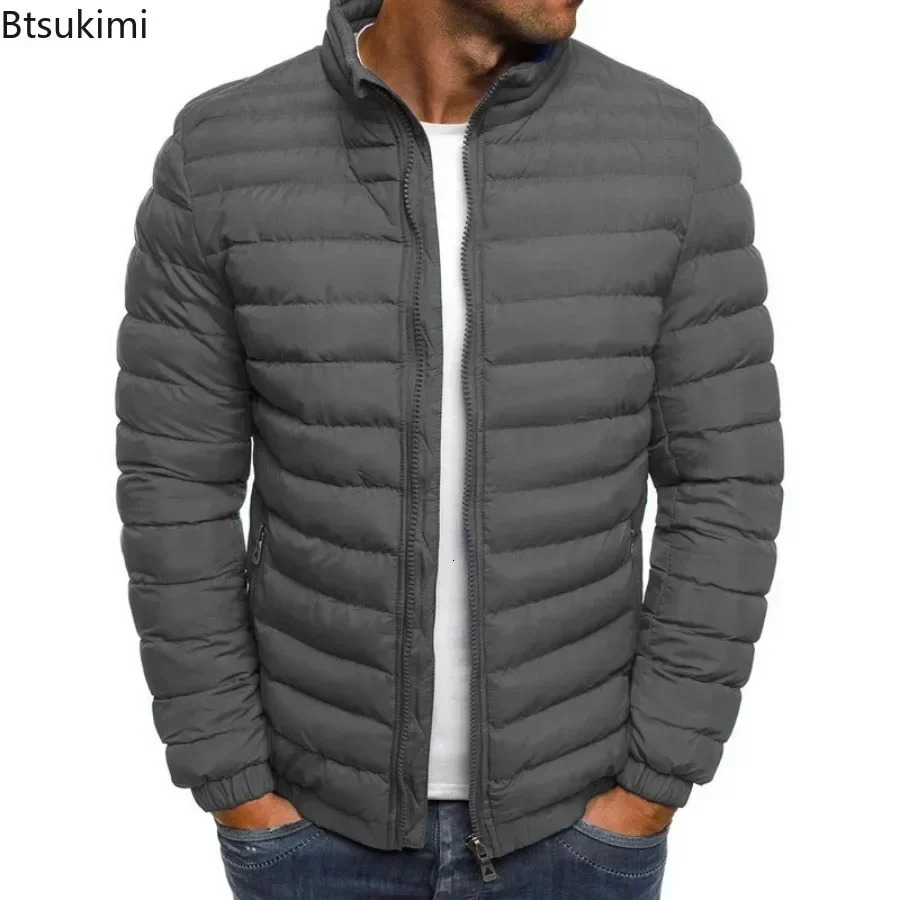 2025 Mens Casual Winter Warm Jacket Solid Color Coat Stand Collar Zipper Trendy Simple Comfortable Outdoor Jogging Sports 251018 - view 7
