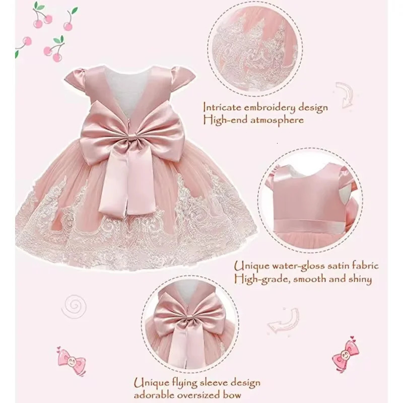 Toddler Girl Princess Dress Elegant Party Dresses For Girls Baby Lace Wedding Dress Baptismal Costume Backless Children Dresses 251023