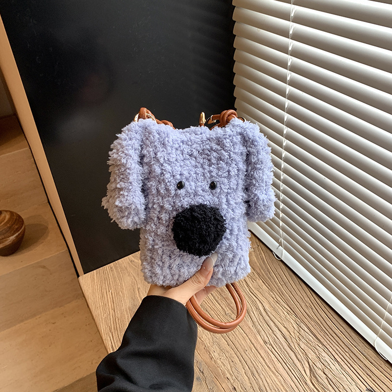 New designer handbag cute plush dog autumn and winter girl coin wallet cartoon boy baby crossbody bag