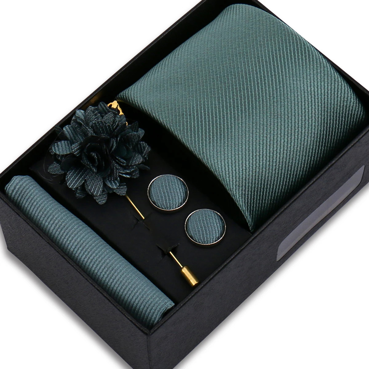 Ties For Men Elegant Tie Box Set Necktie Handchief Cufflink Brooch 4 Pcs Wedding Original Gifts Box Business Suit Accessories 251023