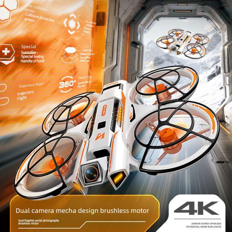 A Drone Brushless Motor Mecha Style Aircraft Optical Flow Positioning Aerial Photography Full Protection Remote Control Airplane