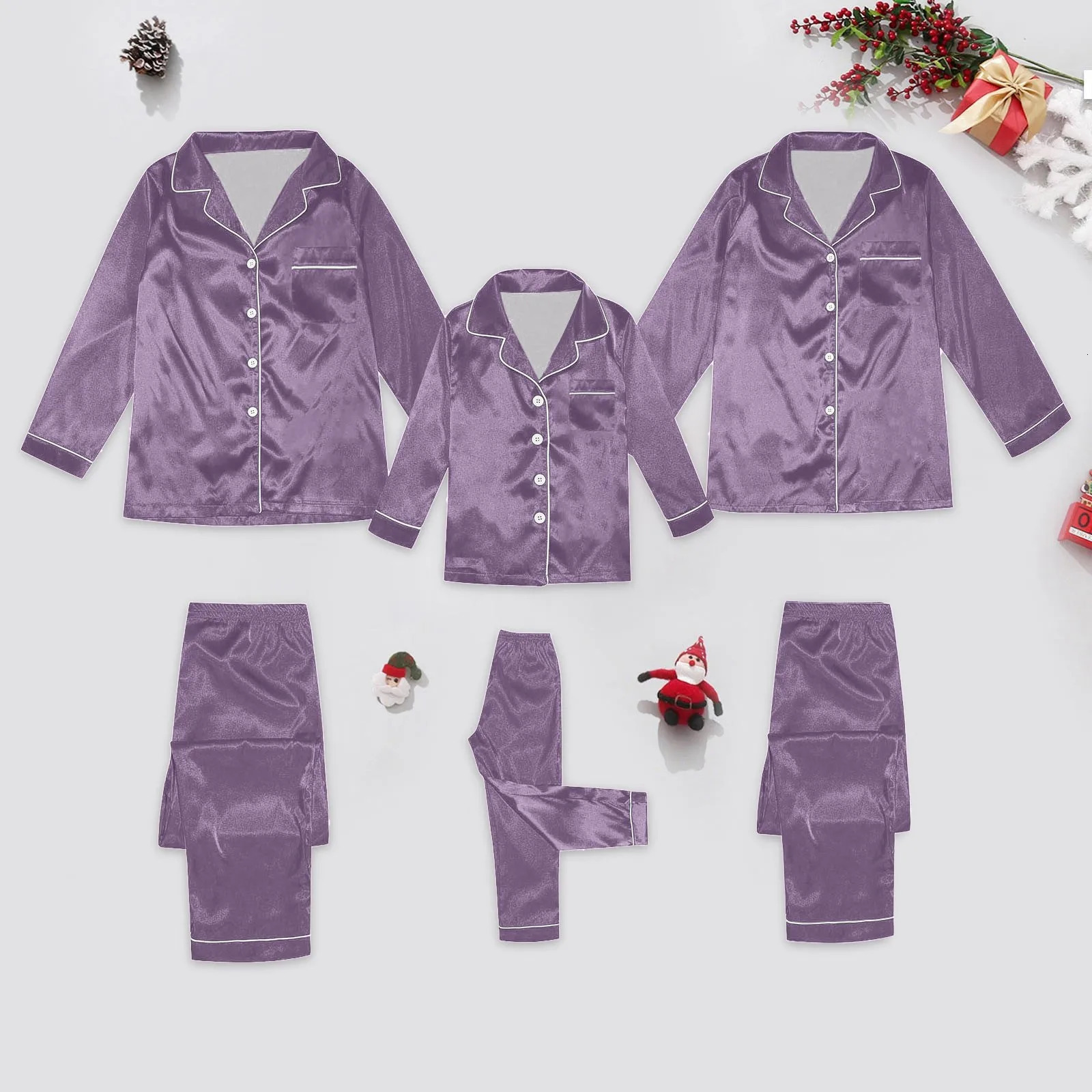 Children Pajamas Family Fashion Simple Style Button Up Shirt Pants Long Sleeve Loose Comfy Two Piece Suit Hundred Matching Cloth 251023