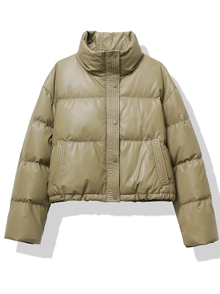 HELIAR Women Thickened Mock Neck Cottonpadded Jacket Single Breasted Pocket Casual Down Coat Winter Warm Loose Short Coat Fall 251020