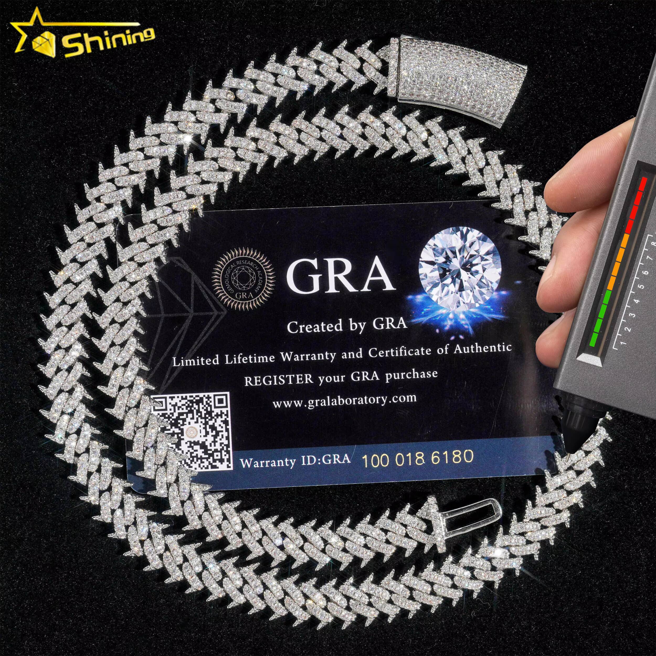 Luxury Design 925 Silver Chain Hip Hop Jewelry Iced Out VVS Moissanite Cuban Link Rapper Necklace Daily Wear