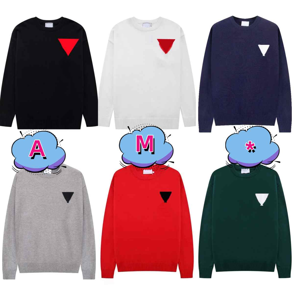 Fashion brand Am* Men's and Women's Fashion Love Heart Sweater Sweatshirts Spring Autumn Wear logo