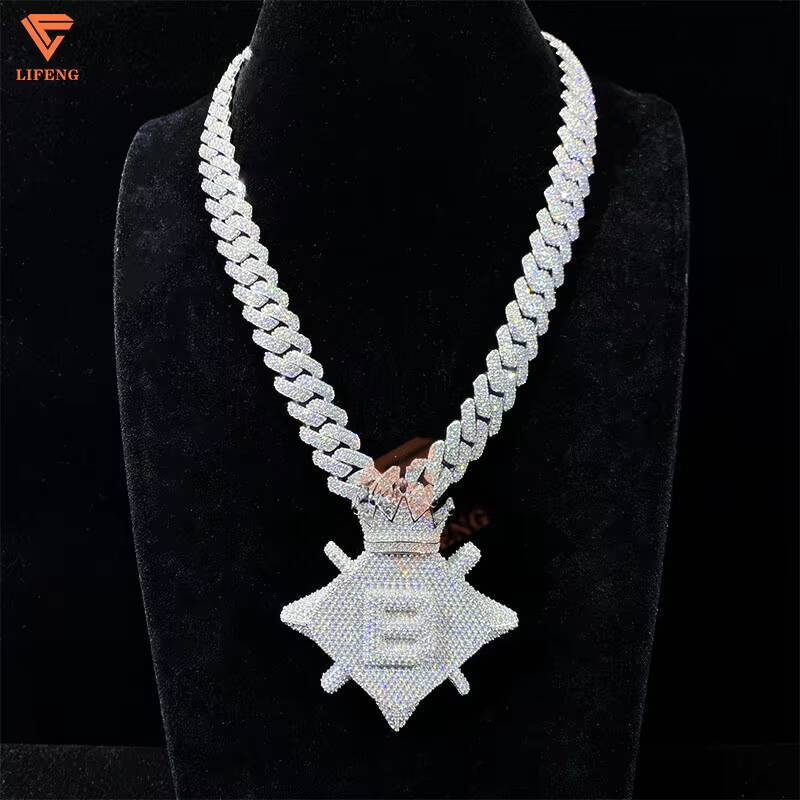 Wholesale High Quality 10mm Miami Cuban Link Box Chain Pass Diamond Test Moissanite Jewelry With Factory Dropshipping