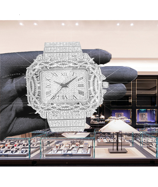 Moissanite Watches High Quality Watches Top Quality Automatic Women Designer Men Hip Hop Ice Crystal Luxury Stainless Steel Watches