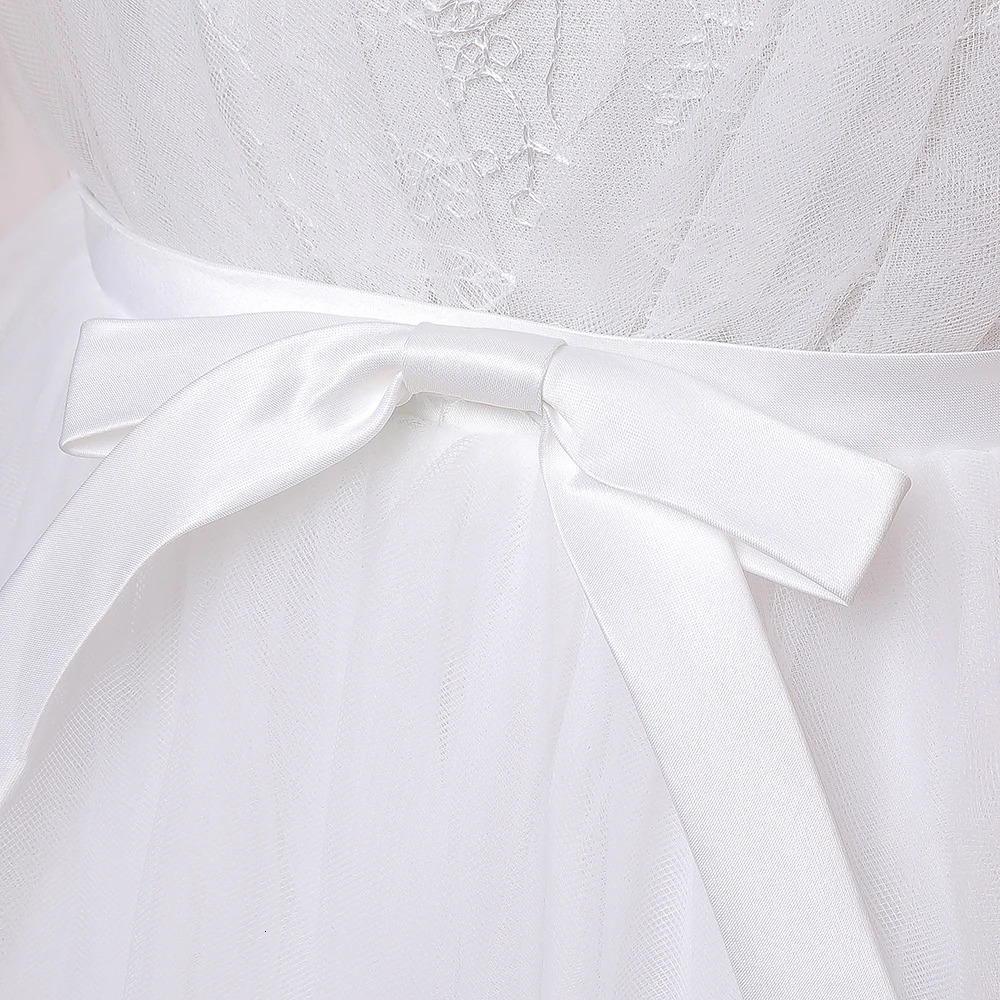 Long Sleeve White Lace Bridesmaid Dresses Teens Girls Birthday Princess Party Dress Children Formal Wedding Evening Vestidos 251023