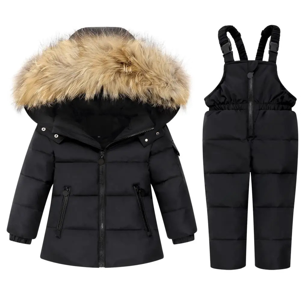 OLEKID Winter Children Clothing Set 30 Degree Down Jacket For Girls Baby Boy Jumpsuit Kids Overalls Boys Outerwear Coat 251023