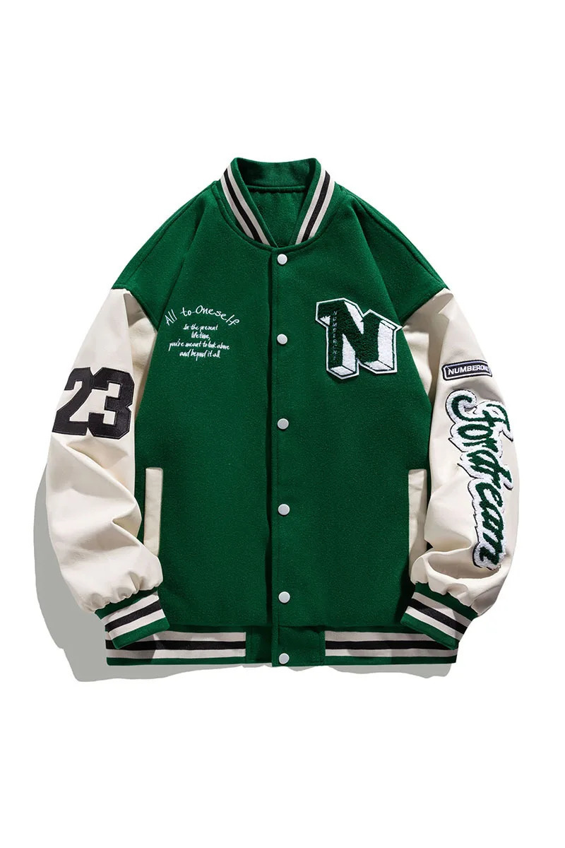 Men Varsity Baseball Bomber Jacket Hip Hop Harajuku Bone Letter Patchwork Leather Jackets Streetwear Women Unisex College Coats 251023
