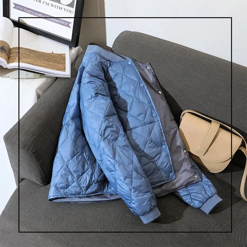 Women Fashion Ultra Light Down Cotton Outwear Short Quilted Jacket Autumn Winter Single Breasted CottonPadded Coat 251017