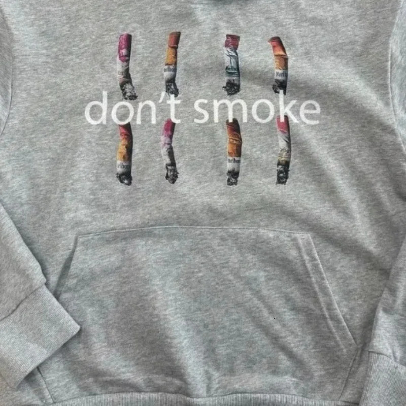 Y2K Gray Sports Hoodie Retro Smoke Print Sweater Men Women Fashion Vintage Classic Hip Hop Streetwear Clothing Loose Jacket 251023