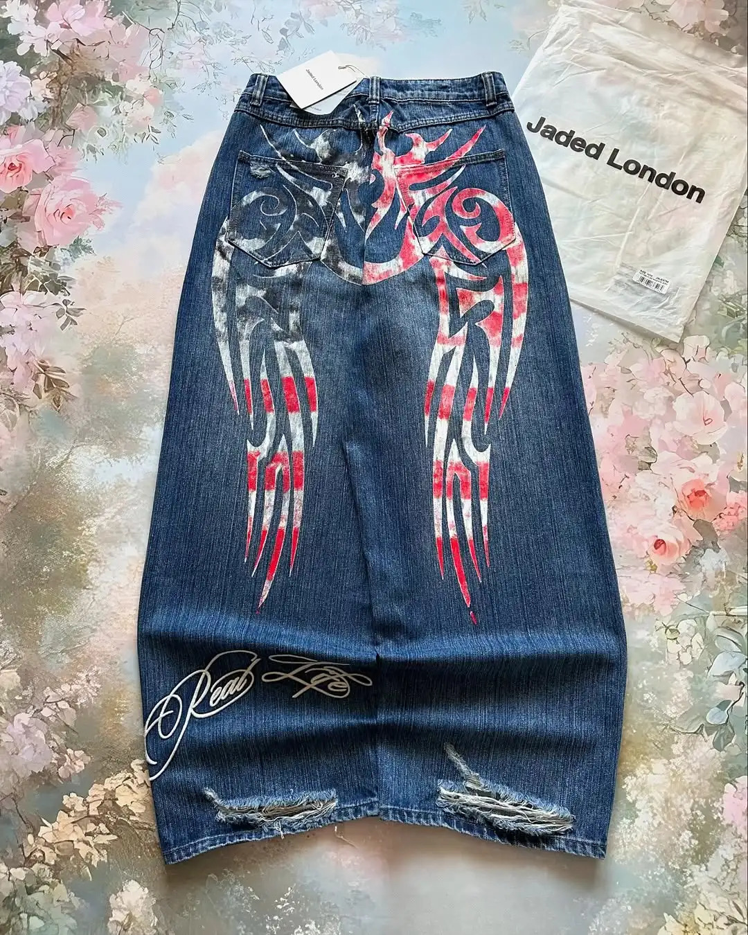 Y2K Women Fashion Pattern Printing Baggy Jeans High Street Vintage Harajuku Hip Hop Fashion Casual Joker Couple Wideleg Pants 251020