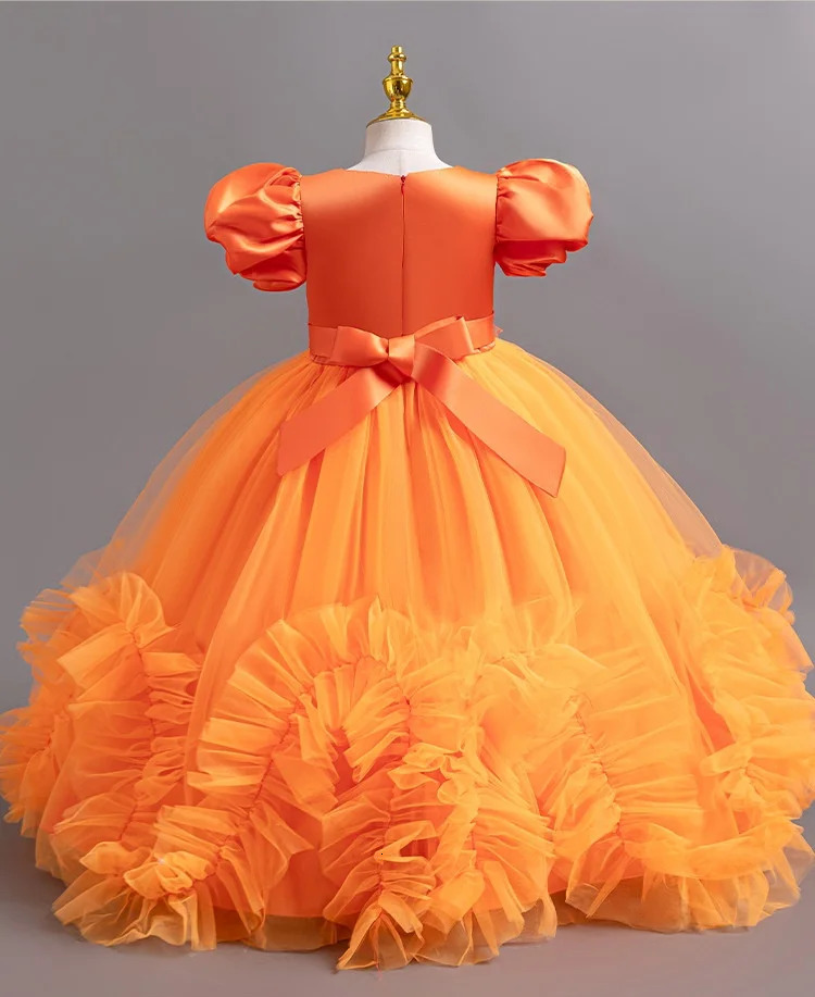 Girls Pearl Puff Sleeve Princess Dress 412 Years Old Fashionable Embroidered Puff Skirt Carnival Birthday Party Evening Dress 251023