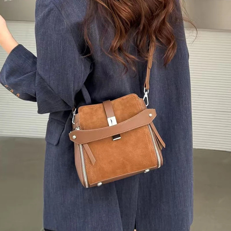Hifashion Suede Cow Genuine Leather Small Shoulder Bags For Women 2025 Crossbody Purses Square Ladies Handbags 251018