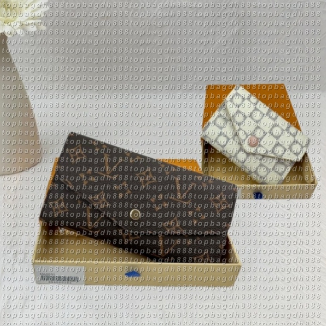 Top Quality Emilie Sarah Luxury Wallet Designer Card Holder Women Coin Purse Flower Letter Embossed Rosalie Victorine Designer Wallet Brand Clutch Bag with Box