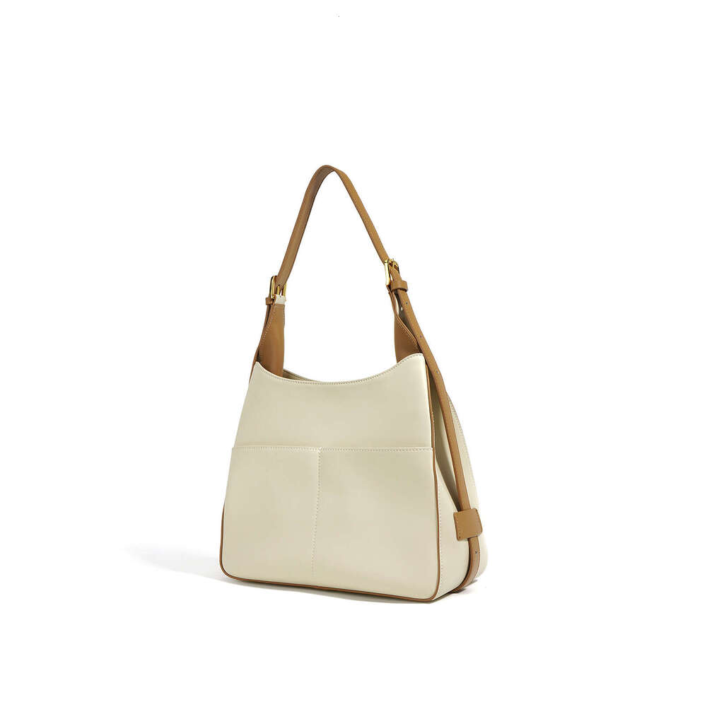 Luxury bag Summer New Large Capacity Cowhide Tote Simple Color Block Genuine Leather Shoulder Crossbody Handbag Underarm Bag