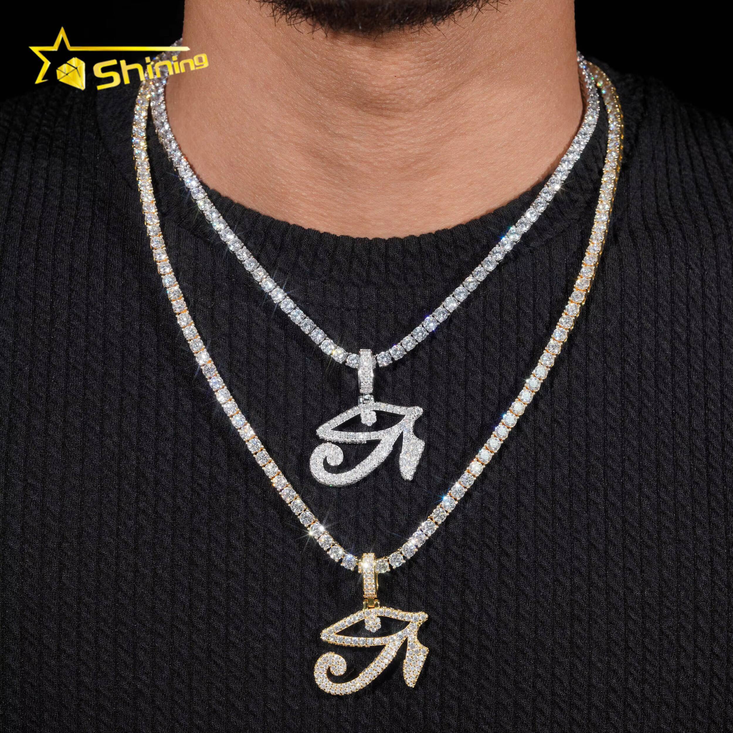 Fine Jewelry 925 Sterling Silver Moissanite Eye Design Hip Hop Pendant Custom Pass Diamond Tester Gold Plated Moissanite Pendant