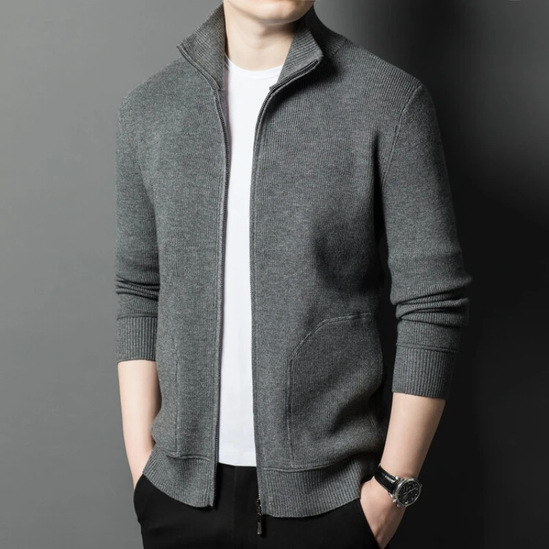 Solid Color Longsleeved Stretch Cardigan for Men Daily Casual Warm SweaterFall Jacket M4XL 251015