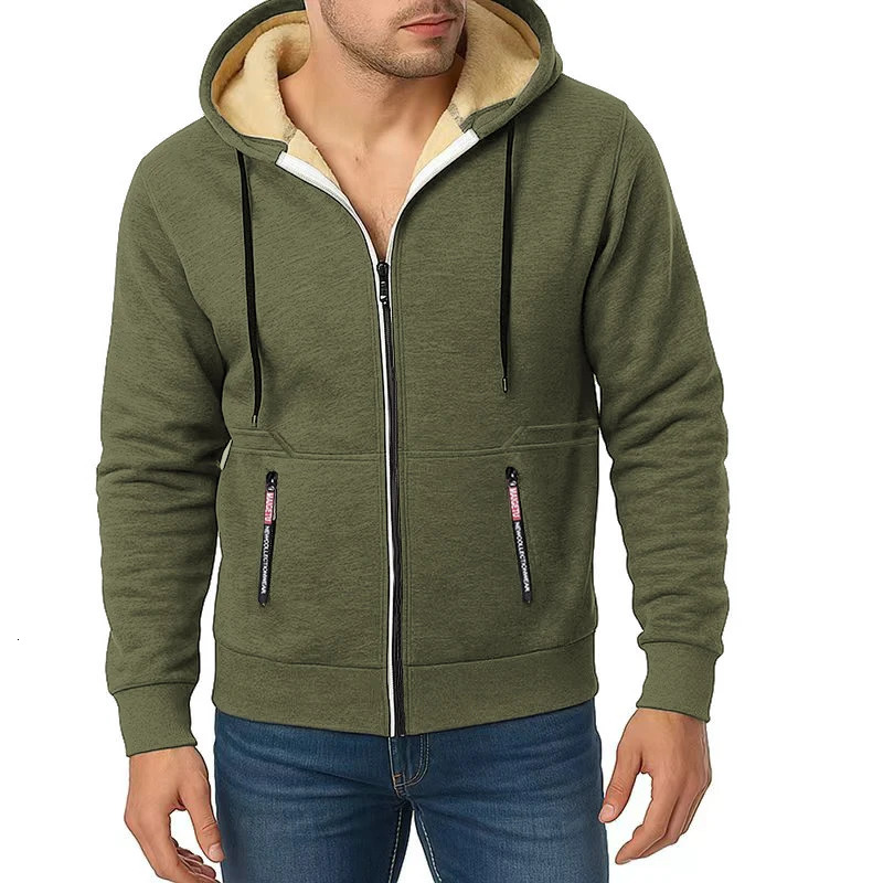 Animal Game Hoodies for Men Heavyweight Fleece Sweatshirt Full Zip Up Thick Sherpa Lined Hooded Jacket Casual Thick Sweatshirts 251023CJ