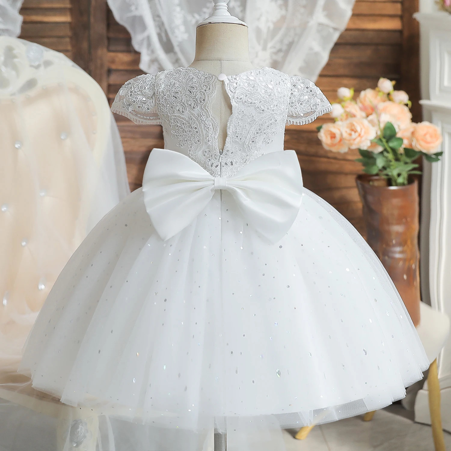 12M Baby Girl Baptism Princess Gown Infant One Year Birthday Party Clothes Eid Embroidery Sequin Flower Girl Wedding Dresses 251023