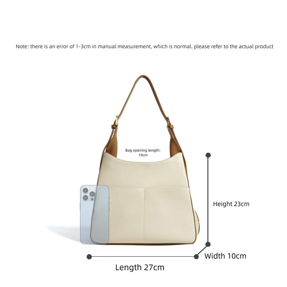 Luxury bag Summer New Large Capacity Cowhide Tote Simple Color Block Genuine Leather Shoulder Crossbody Handbag Underarm Bag