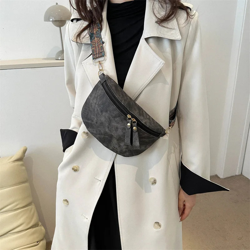 Stylish Hobo Solid Color Satchel Chest Bag Womens PU Leather Waist Bags Wide Strap Fashion Fanny Shoulder Pack 251023