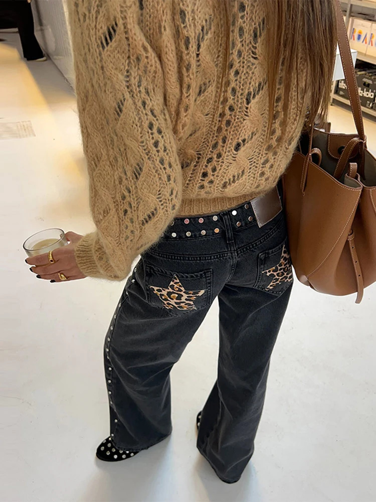 Street Patchwork Jeans Women High Waist Wide Leg Floorlength Denim Pants Female 2025 Spring Summer Chic Casual Loose Pant Lady 251023
