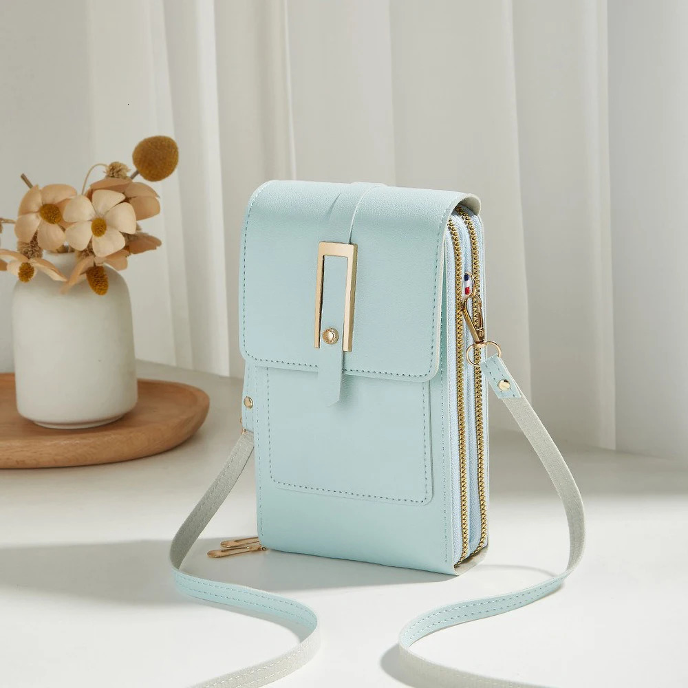 Trendy Vertical Crossbody Bag Womens Double Layer Zipper Phone Purse Spacious Shoulder Handbag 251018
