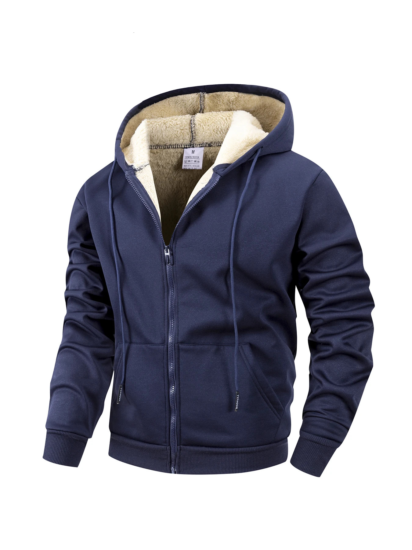 Winter Mens Zipper Jacket Fleece Warm Windproof Hoodies Heavyweight Cardigan Casual Sports Long Sleeve Sweatshirts Hooded Coat 251028CJ
