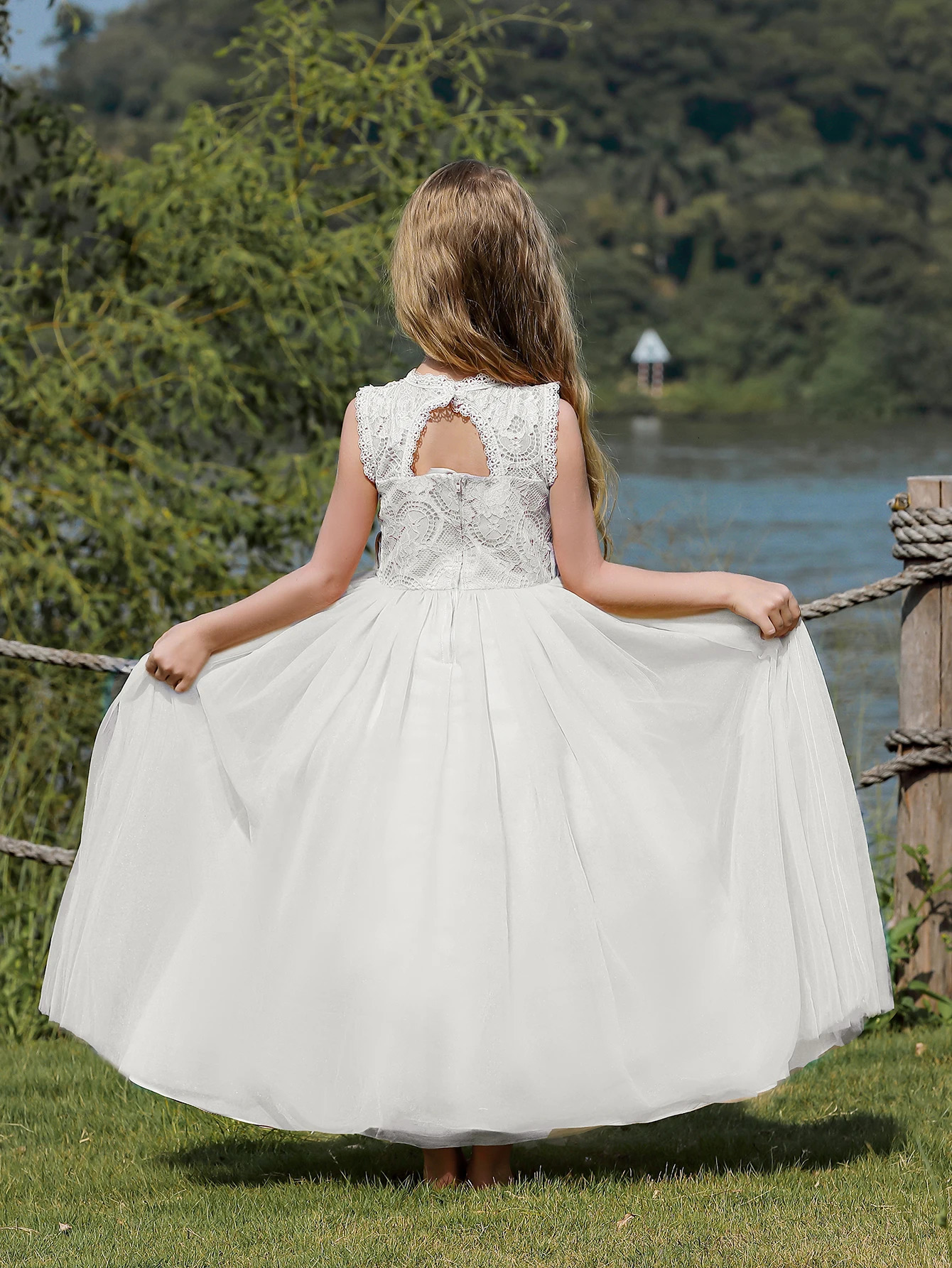 Lace Kids Prom Flower Girl Wedding Dress Ball Gown Tulle Cute Formal Princess Pageant Girls Party Dress 251023