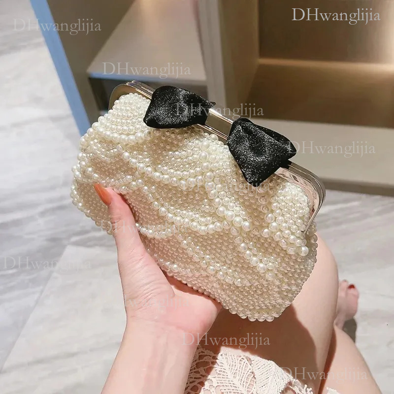 DHGM Mini Elegant Pearl Beaded Bag Fashion Dinner Clutch Purse Womens Classic Banquet Handbag For Wedding Party Prom 240131 7886