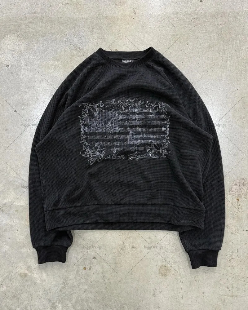 Streetwear Casual Oversized Retro Print LongSleeve Shirt Men Y2K Gothic Punk Fashion American Classic TShirt Women 251020