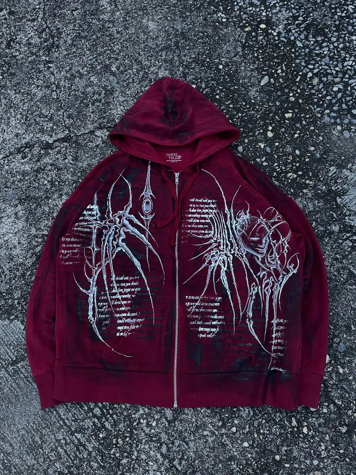 Hip Hop Gothic Punk Geometry Graphic Print Oversized Zip Up Hoodie Harajuku Y2K Streetwear Sweatshirt Men Retro Casual Jacket 251020
