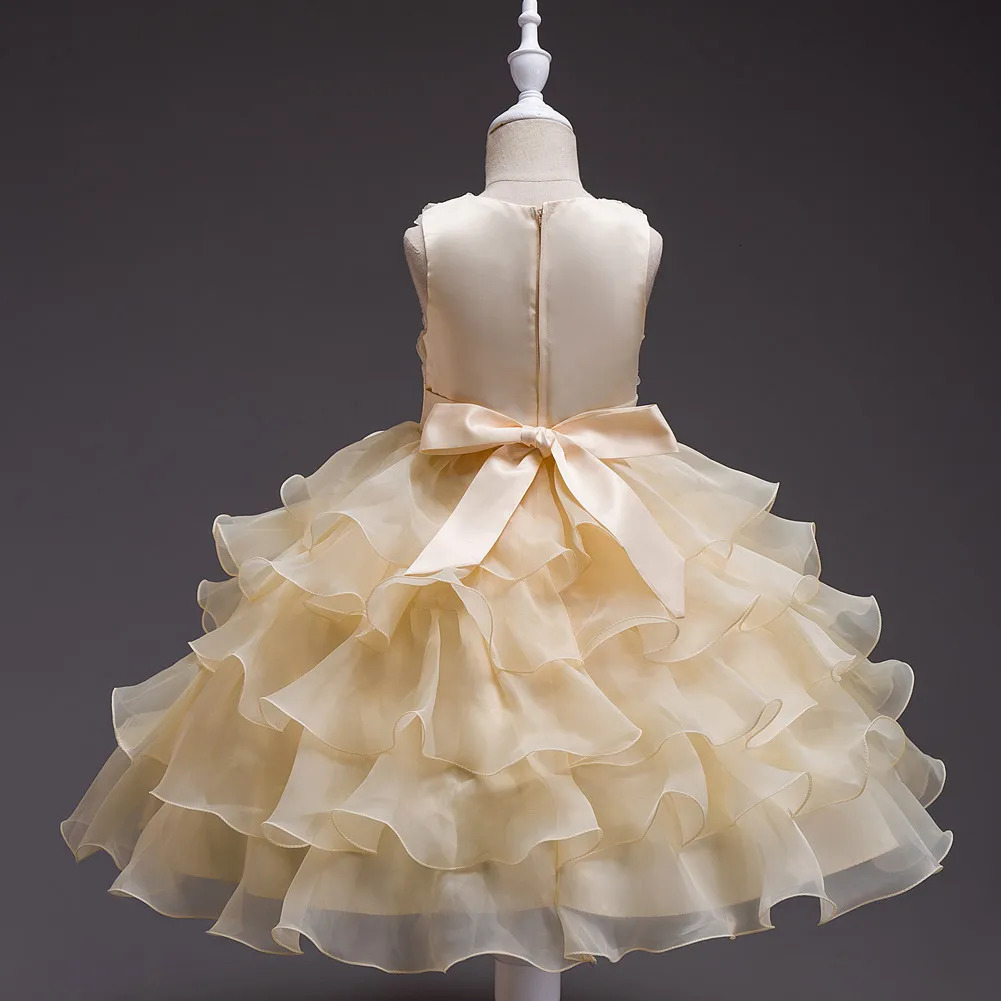 Girls bow dress A dress with suspenders Rose flower girl wedding dress 251023