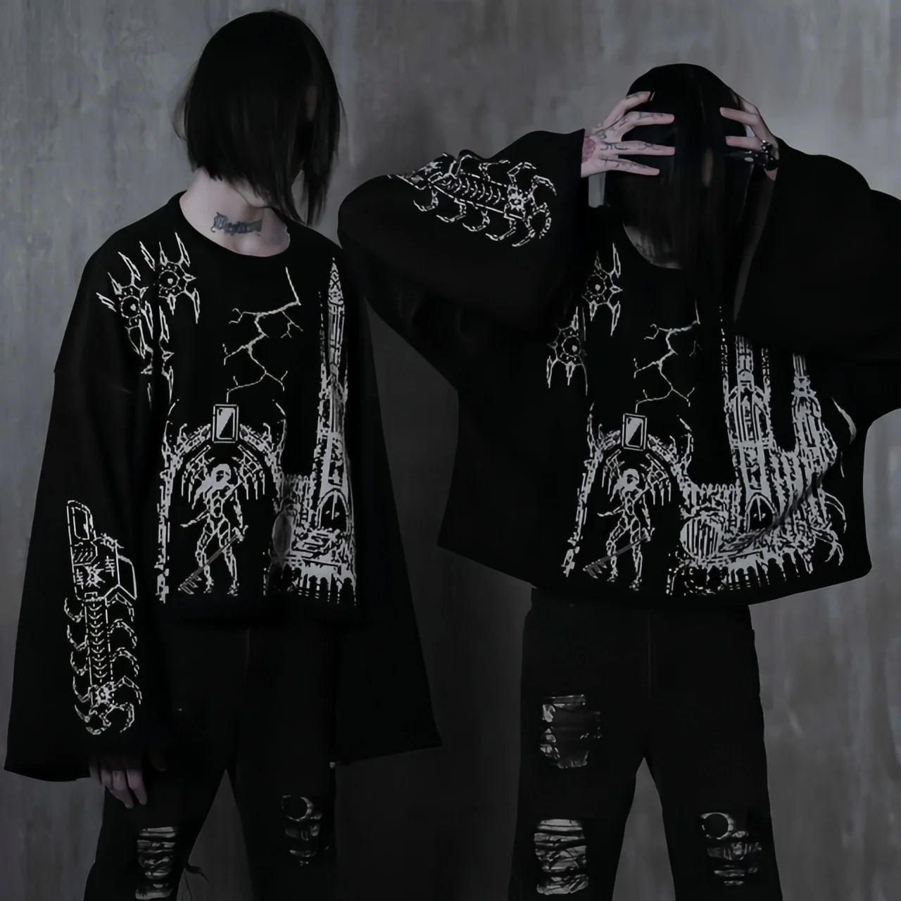 winter Men Streetwear Harajuku Knitted y2k clothes Pullover Loose Retro Vintage Halloween EMO gothic Womens sweater top unisex 251020