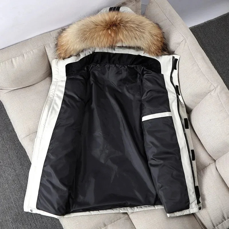 2026 Mens Winter Duck Down Jacket Hooded Long Puffer Coat with Fur Collar Windproof Warm Parka for Outdoor Size 4XL 251020