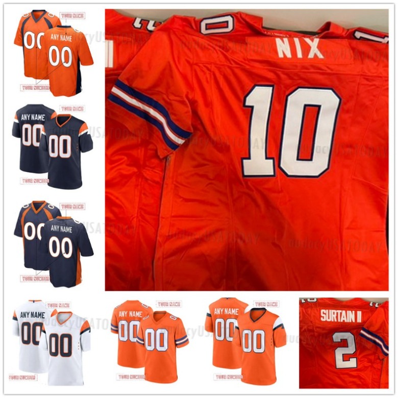 Bo Nix Football Jerseys Embroidery Surtain II Bonitto Jerseys Sutton Allen Barron Elway Ehlinger Badie Dobbins Estime Harvey McLaughlin Watson Support
