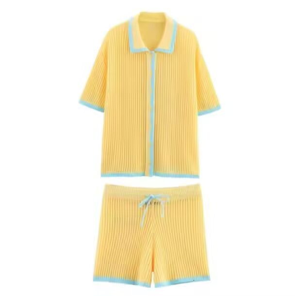 Women's Sweaters Women Lapel Slim Tops Ladies Buttons Stripe Sexy V Neck Short Sleeve POLO Neck Knit Cardigan Sweater Women 231009