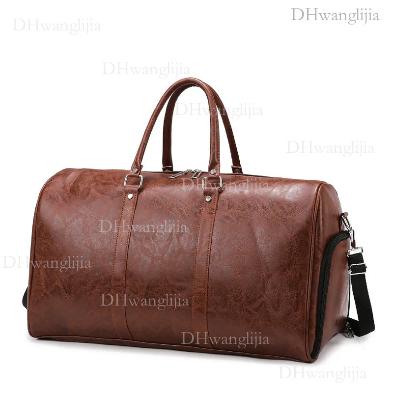 DHGM Luufan Crazy Horse Genuine Men Real Leather Travel Duffel Vintage Big Weekend Bag Male Luuage Handbag Duffle 9791