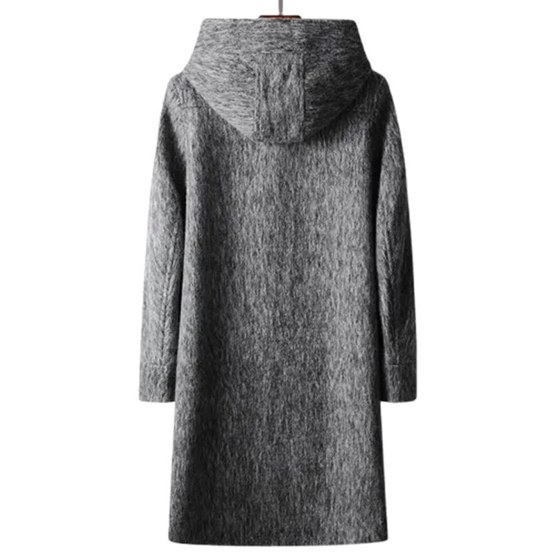 High Quality Woolen Coats Men Autumn Winter Long Hooded Wool Trench Male Thick Warm Solid Business Casual Outwear Coat Man 251017