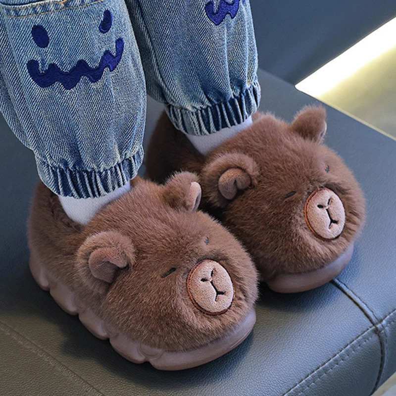 Capybara Childrens Winter Cotton Slippers Boys Girls Cartoon House Slippers Non Slip Comfortable Soft Sole Plush Slippers251020